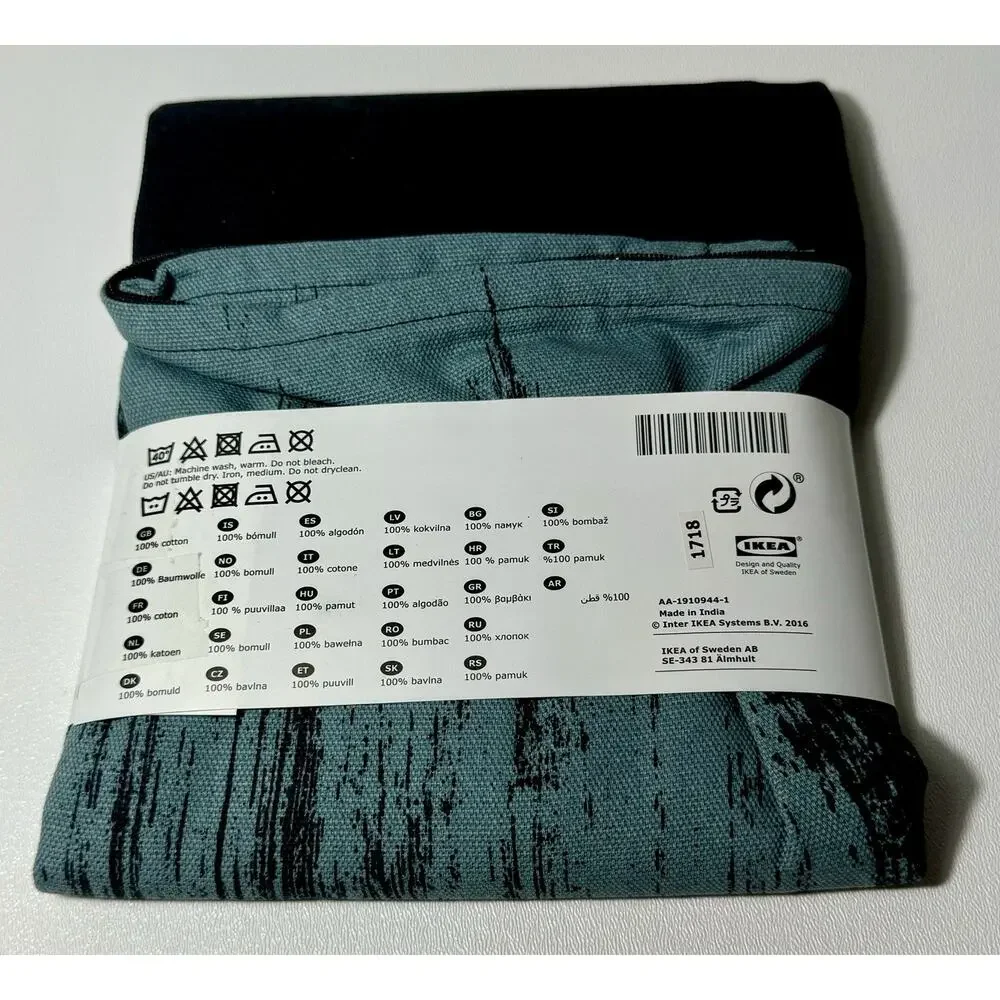Ikea Slojgran Pillow Cover, Square 20 x 20, Zipper Closure, Navy/Teal